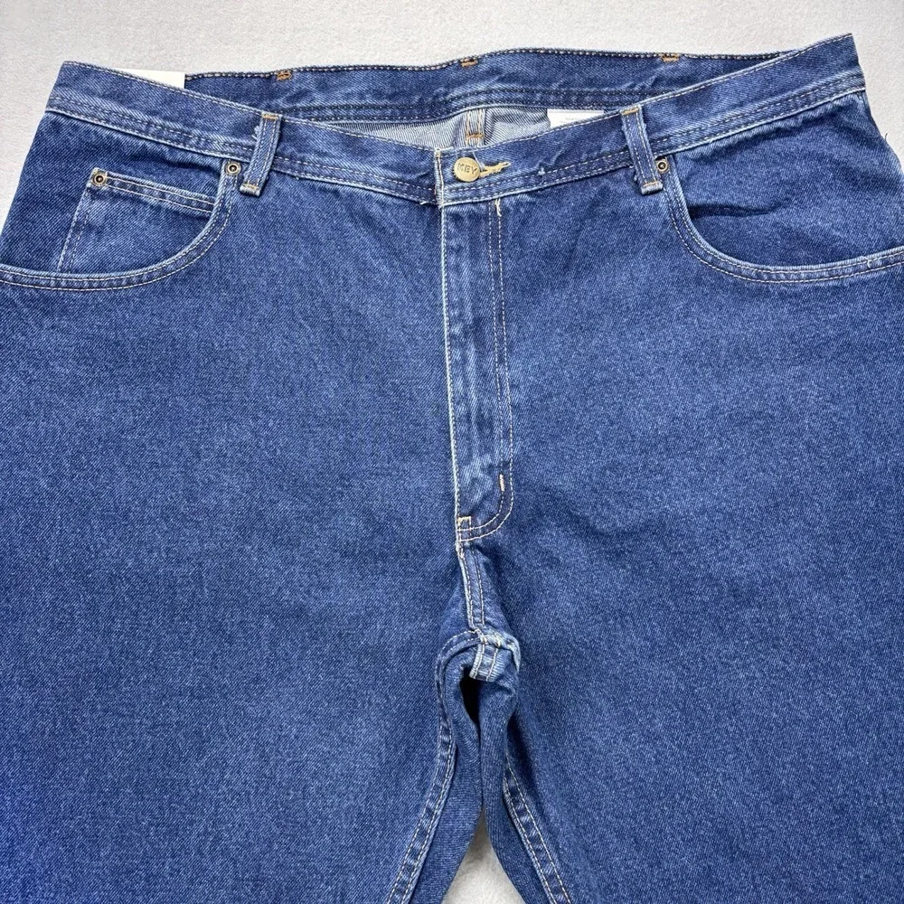 Key Jeans Mens 42x30 Boot Cut Relaxed Fit 5 Pocket Blue Denim Workwear‎ NEW